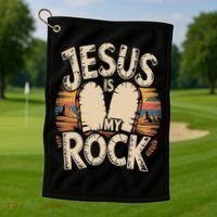 Jesus Is My Rock Biblical Faith Golf Towel thumb 1