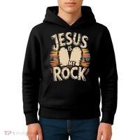 Jesus Is My Rock Biblical Faith Kids Hoodie thumb 4