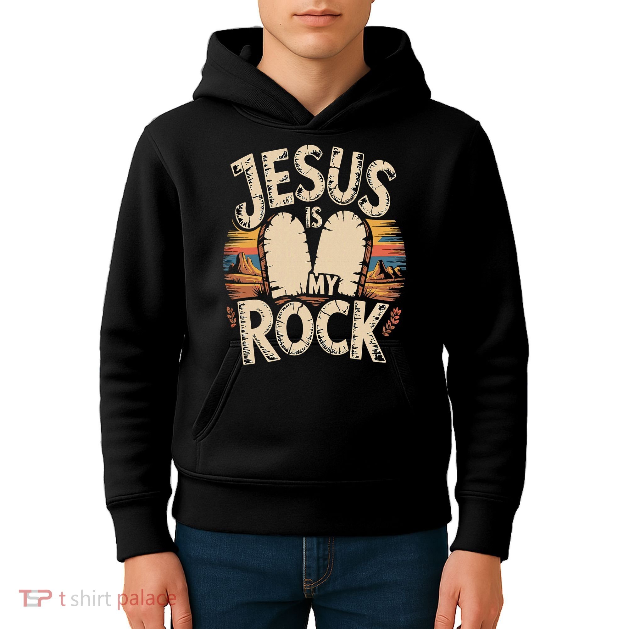 Jesus Is My Rock Biblical Faith Kids Hoodie