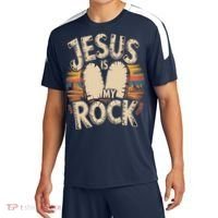 Jesus Is My Rock Biblical Faith Sport-Tek Competitor United Soccer Jersey thumb 0