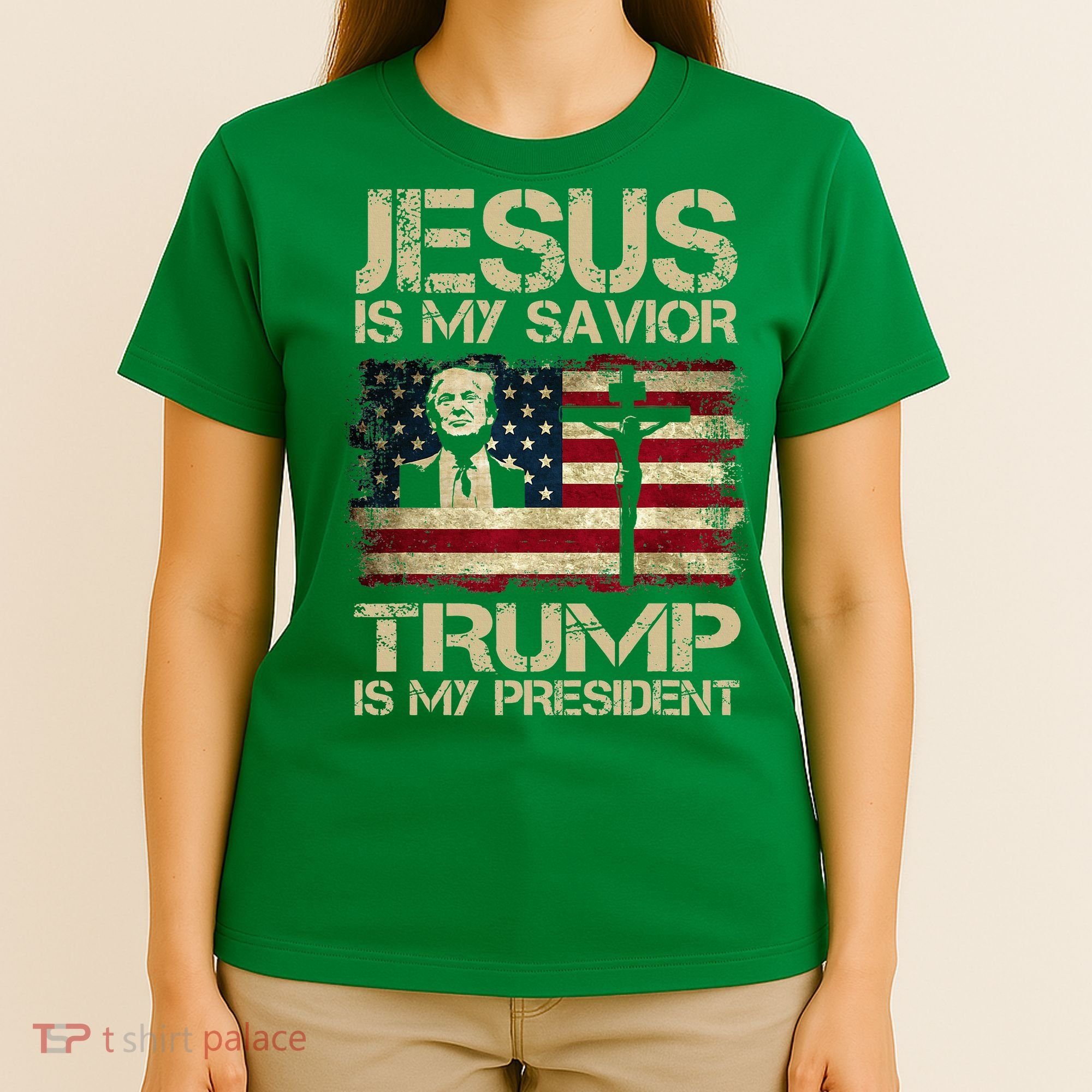 Jesus Is My Savior Trump Is My President Trump 2024 Usa Flag T-Shirt