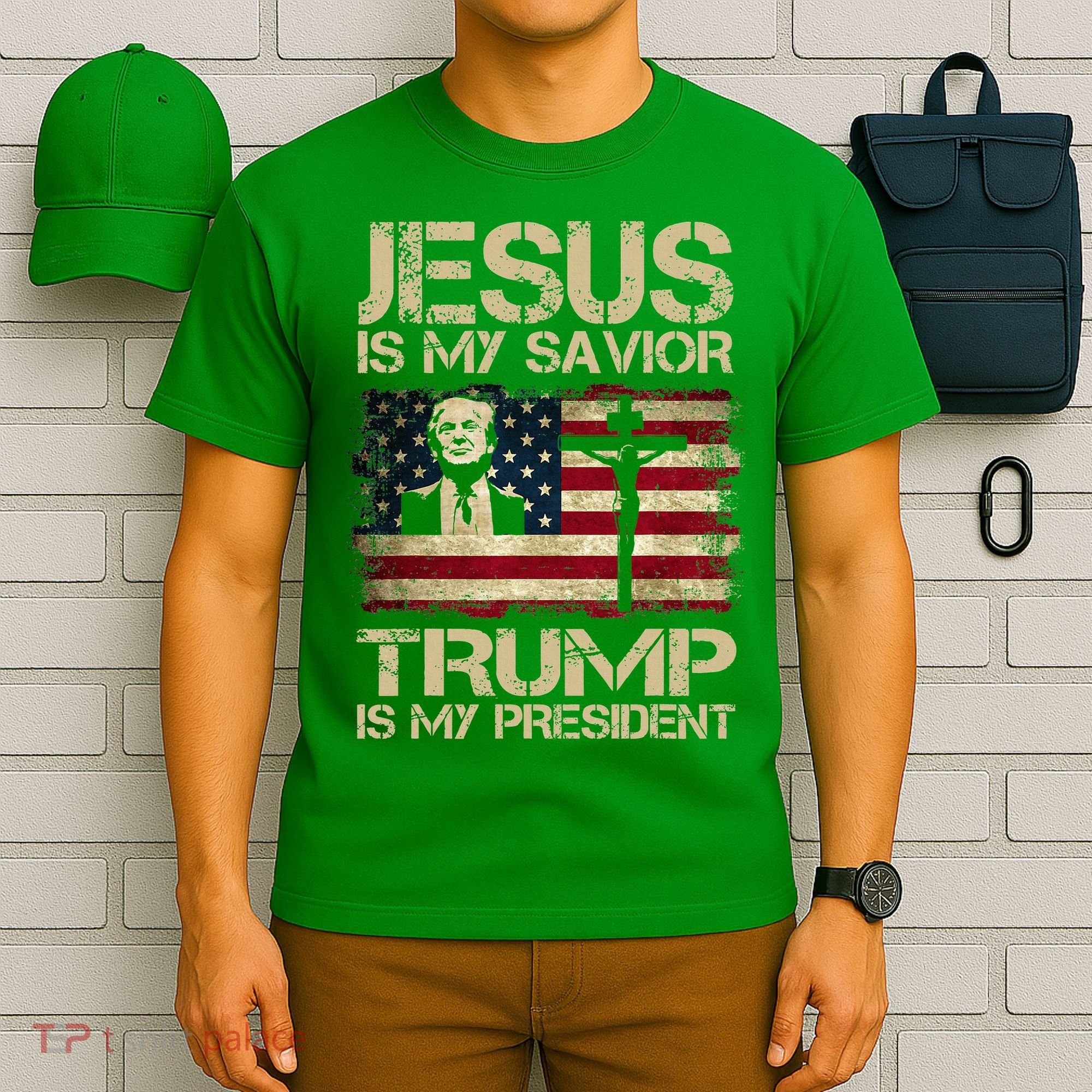 Jesus Is My Savior Trump Is My President Trump 2024 Usa Flag T-Shirt