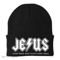 Jesus Is My Rock And That's How I Roll Funny Christian Beanie thumb 0