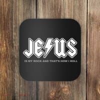 Jesus Is My Rock And That's How I Roll Funny Christian Coaster thumb 0
