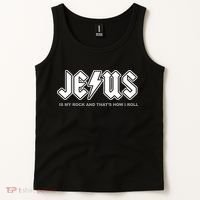 Jesus Is My Rock And That's How I Roll Funny Christian Tank Top thumb 2