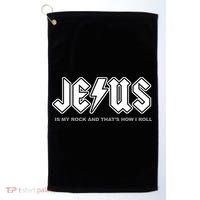 Jesus Is My Rock And That's How I Roll Funny Christian Golf Towel thumb 0