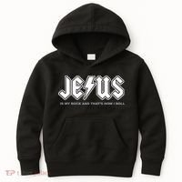 Jesus Is My Rock And That's How I Roll Funny Christian Kids Hoodie thumb 0