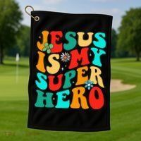 Jesus Is My Superhero Christian Religious Golf Towel thumb 1