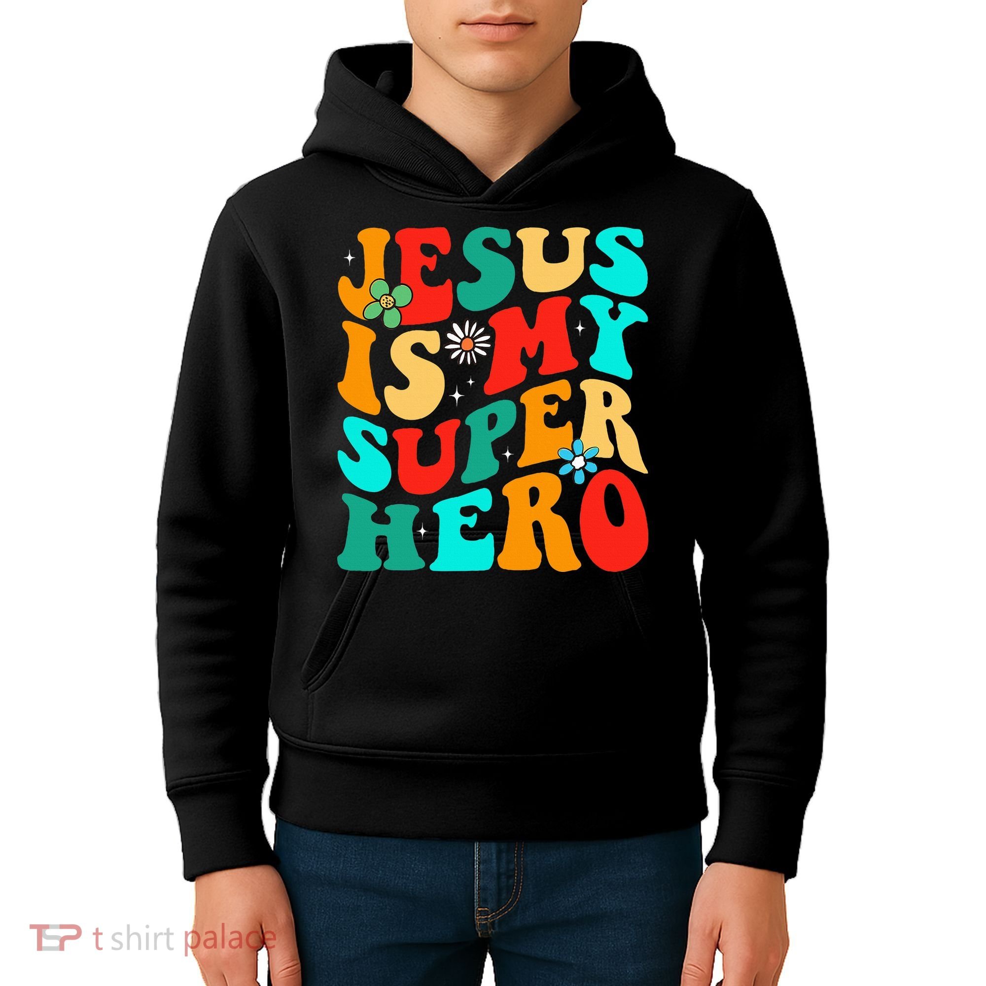 Jesus Is My Superhero Christian Religious Kids Hoodie