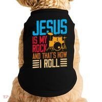 Jesus Is My Rock And That Is How I Roll Christian Doggie Tank thumb 0