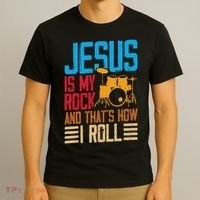 Jesus Is My Rock And That Is How I Roll Christian T-Shirt thumb 3
