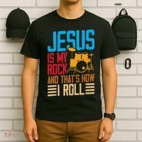 Jesus Is My Rock And That Is How I Roll Christian T-Shirt thumb 6