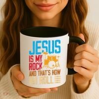 Jesus Is My Rock And That Is How I Roll Christian Coffee Mug thumb 3