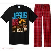 Jesus Is My Rock And That Is How I Roll Christian Pajama Set thumb 0