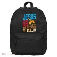 Jesus Is My Rock And That Is How I Roll Christian 16 in Basic Backpack thumb 0