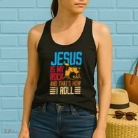 Jesus Is My Rock And That Is How I Roll Christian Women's Tank Top thumb 2