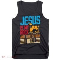 Jesus Is My Rock And That Is How I Roll Christian Tank Top thumb 0