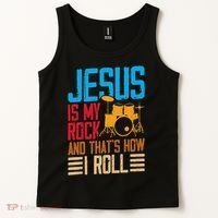 Jesus Is My Rock And That Is How I Roll Christian Tank Top thumb 2