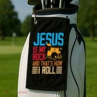 Jesus Is My Rock And That Is How I Roll Christian Golf Towel thumb 2