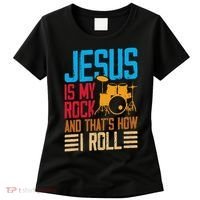 Jesus Is My Rock And That Is How I Roll Christian Women's T-Shirt thumb 0