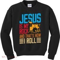 Jesus Is My Rock And That Is How I Roll Christian Kids Sweatshirt thumb 0