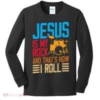 Jesus Is My Rock And That Is How I Roll Christian Kids Long Sleeve Shirt thumb 0