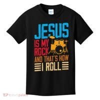 Jesus Is My Rock And That Is How I Roll Christian Kids T-Shirt thumb 0