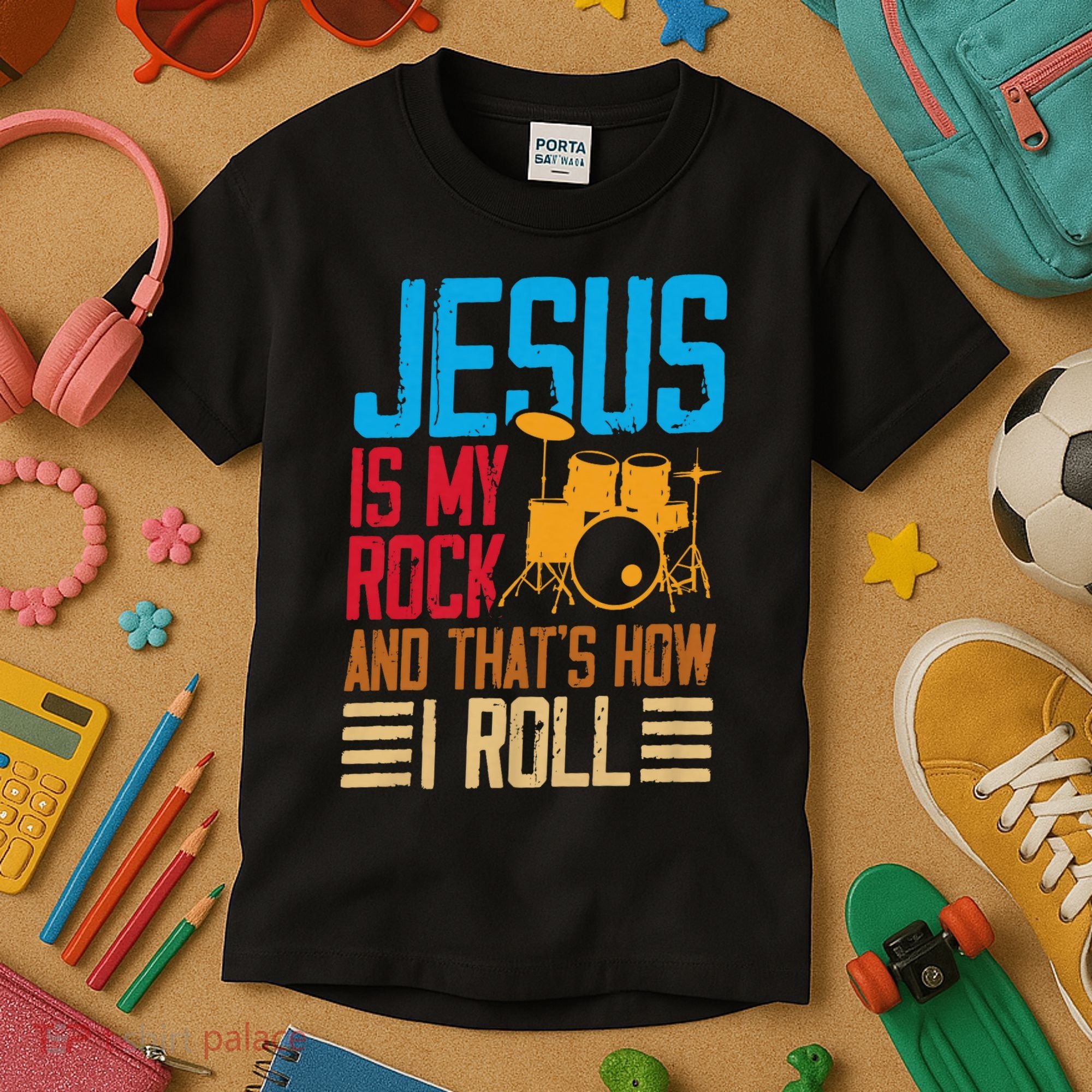 Jesus Is My Rock And That Is How I Roll Christian Kids T-Shirt