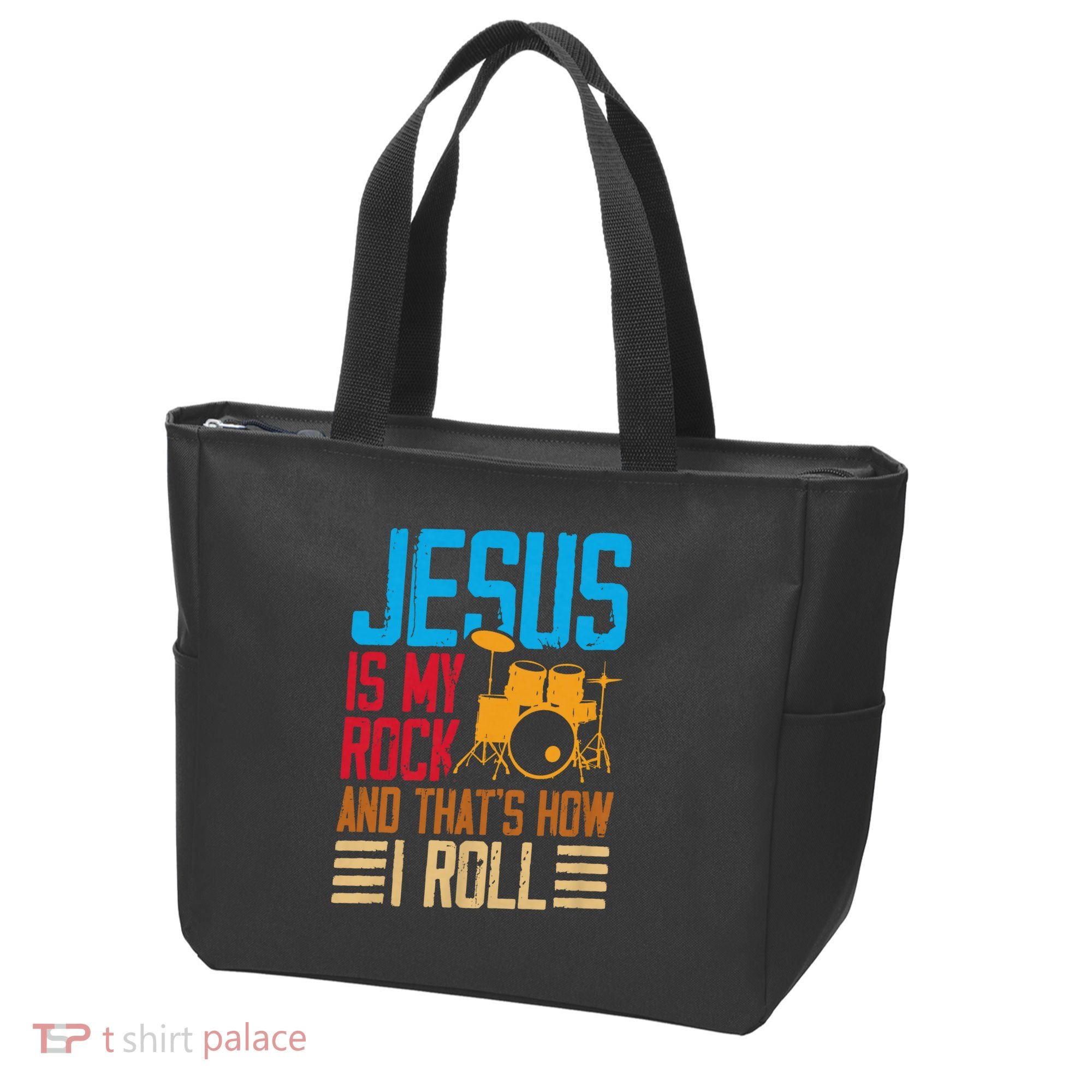 Jesus Is My Rock And That Is How I Roll Christian Tote Bag