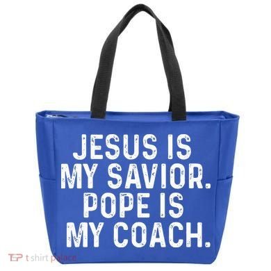 Jesus Is My Savior Pope Is My Coach Religious Tote Bag