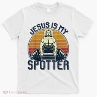 Jesus Is My Spotter Retro Vintage Jesus Gift T-Shirt thumb 0