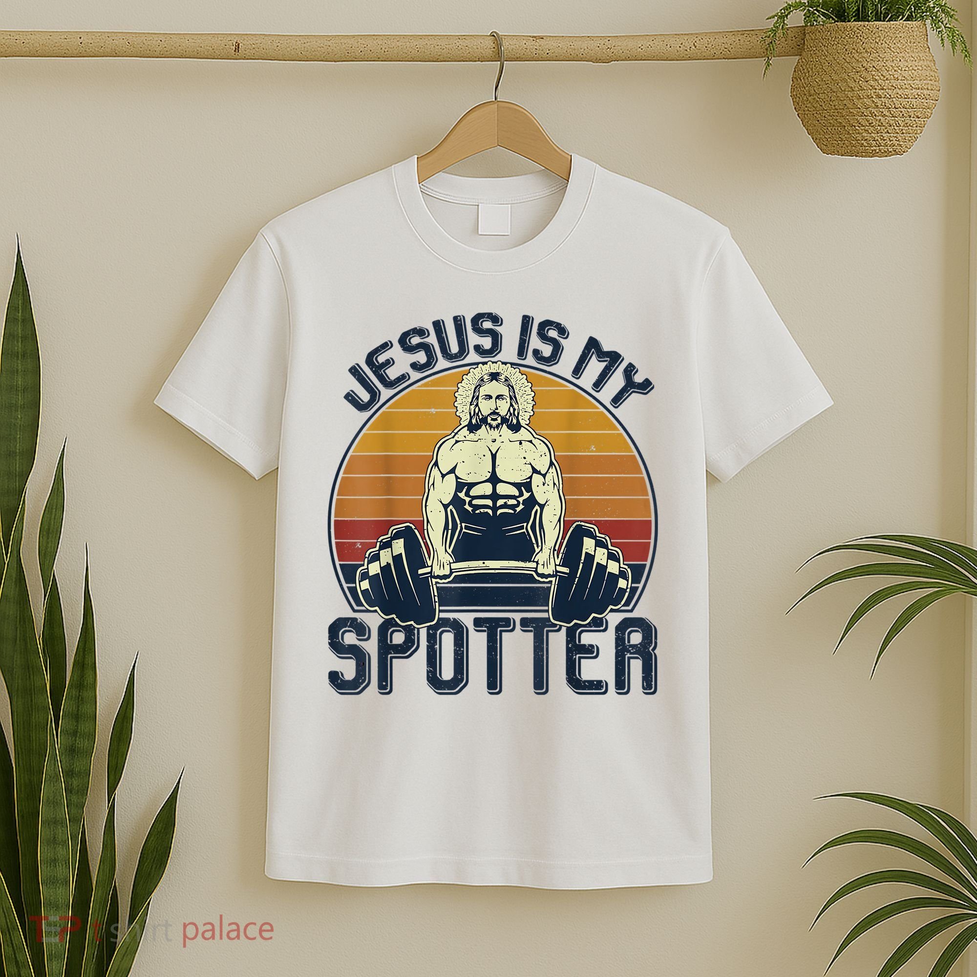 Jesus Is My Spotter Retro Vintage Jesus Gift T-Shirt