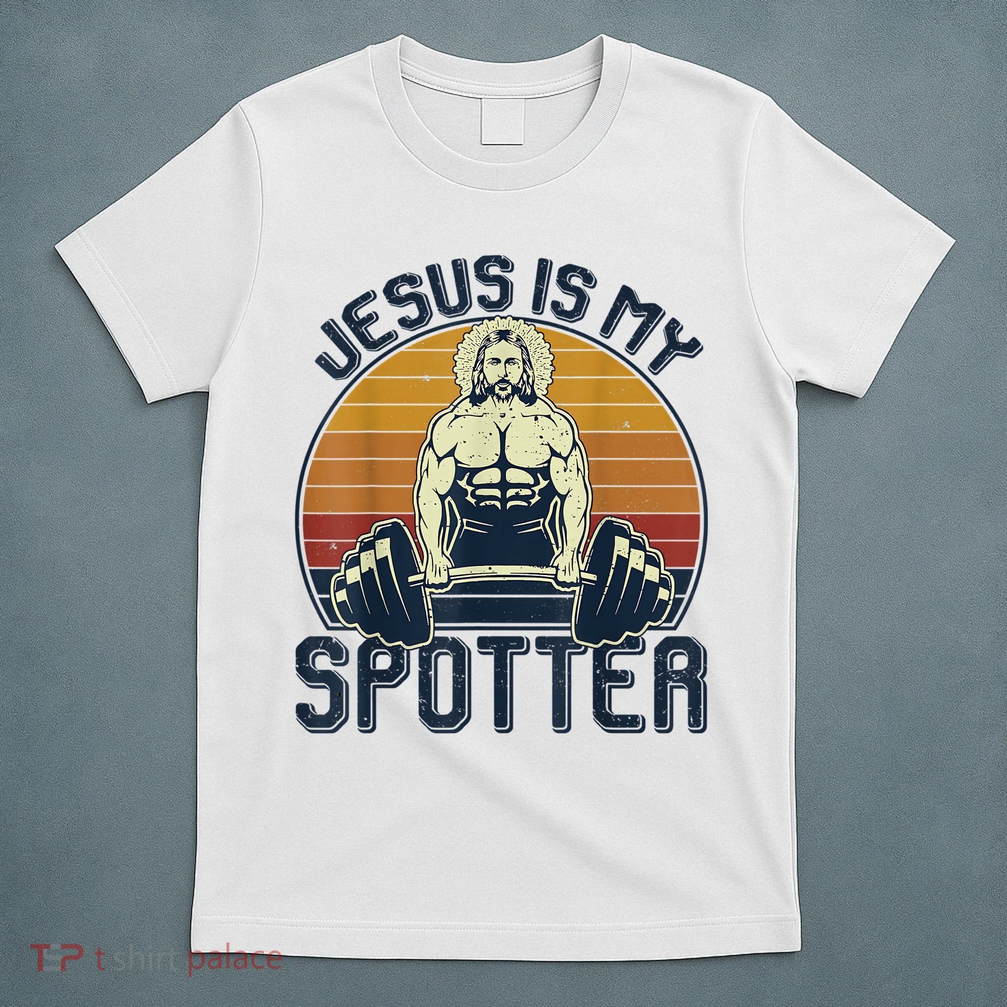 Jesus Is My Spotter Retro Vintage Jesus Gift T-Shirt