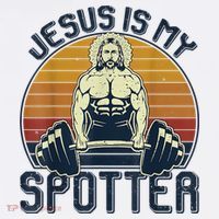 Jesus Is My Spotter Retro Vintage Jesus Gift T-Shirt thumb 7