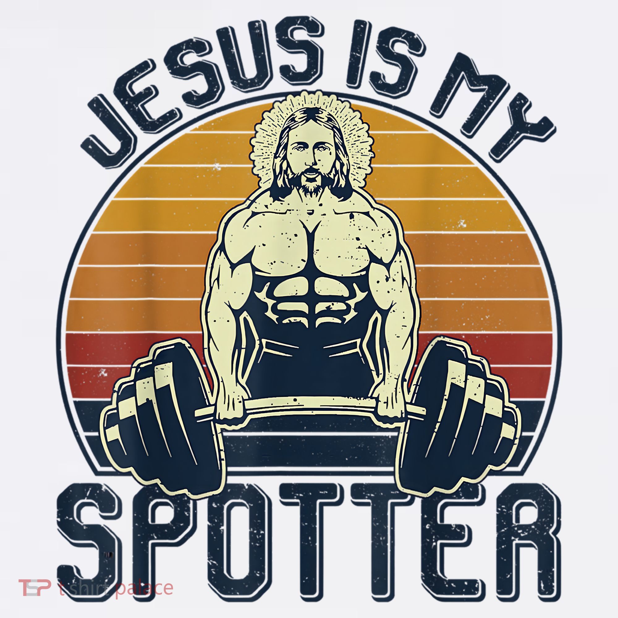 Jesus Is My Spotter Retro Vintage Jesus Gift T-Shirt