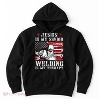 Jesus Is My Savior Welding Christian Weld American Flag Hoodie thumb 0