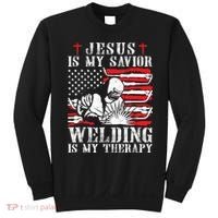 Jesus Is My Savior Welding Christian Weld American Flag Sweatshirt thumb 0