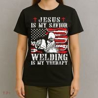 Jesus Is My Savior Welding Christian Weld American Flag T-Shirt thumb 4