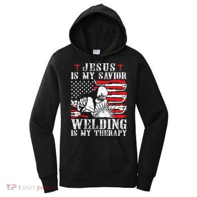 Jesus Is My Savior Welding Christian Weld American Flag Women's Hoodie