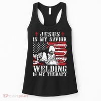 Jesus Is My Savior Welding Christian Weld American Flag Women's Tank Top thumb 0