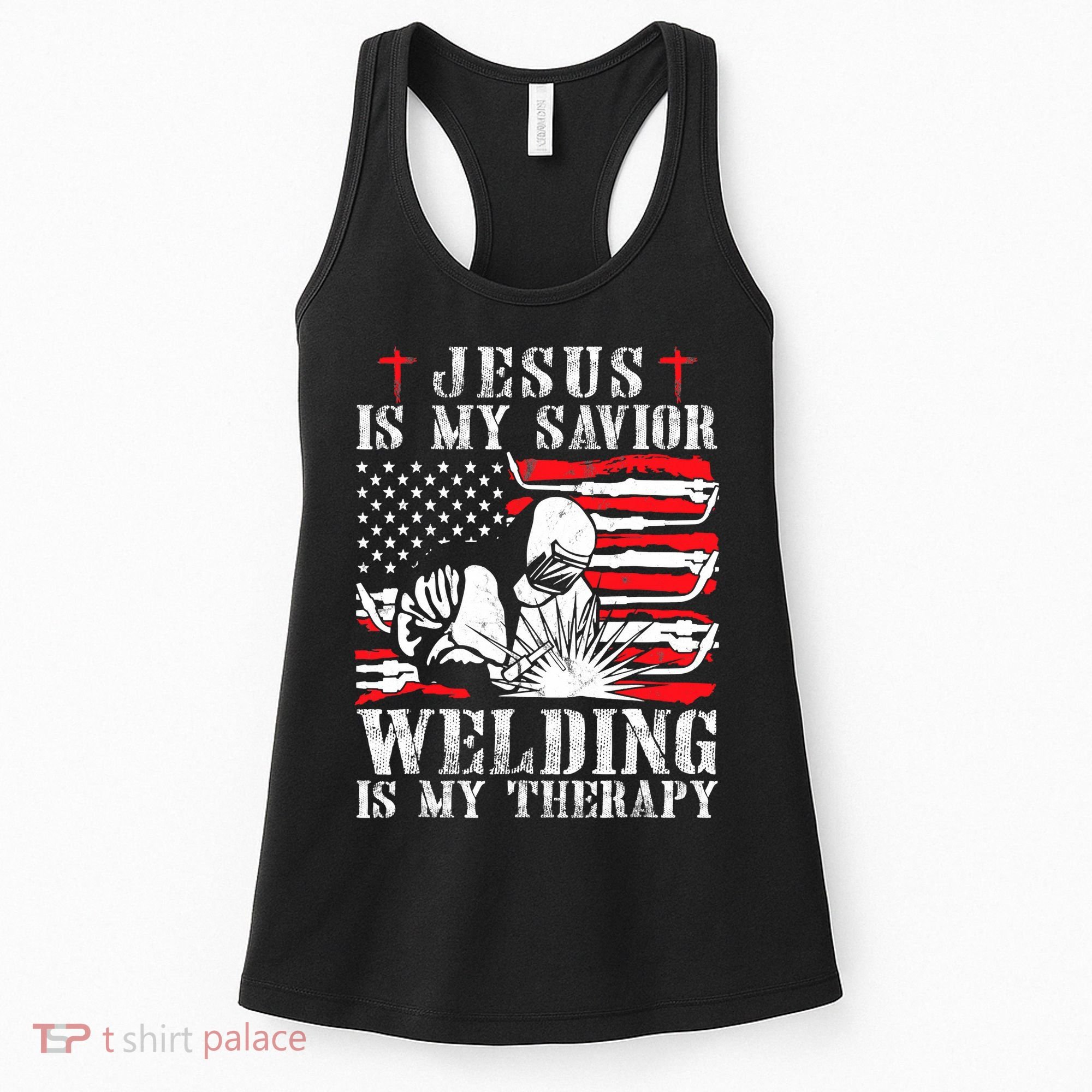 Jesus Is My Savior Welding Christian Weld American Flag Women's Tank Top