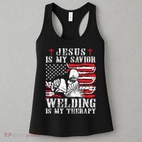 Jesus Is My Savior Welding Christian Weld American Flag Women's Tank Top thumb 3