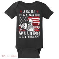 Jesus Is My Savior Welding Christian Weld American Flag Baby Bodysuit thumb 0