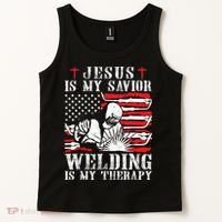 Jesus Is My Savior Welding Christian Weld American Flag Tank Top thumb 2