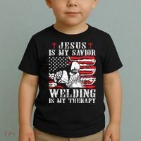 Jesus Is My Savior Welding Christian Weld American Flag Toddler T-Shirt thumb 2