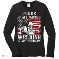 Jesus Is My Savior Welding Christian Weld American Flag Women's Long Sleeve Shirt thumb 0