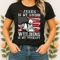 Jesus Is My Savior Welding Christian Weld American Flag Women's T-Shirt thumb 2