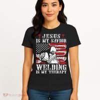 Jesus Is My Savior Welding Christian Weld American Flag Women's T-Shirt thumb 4