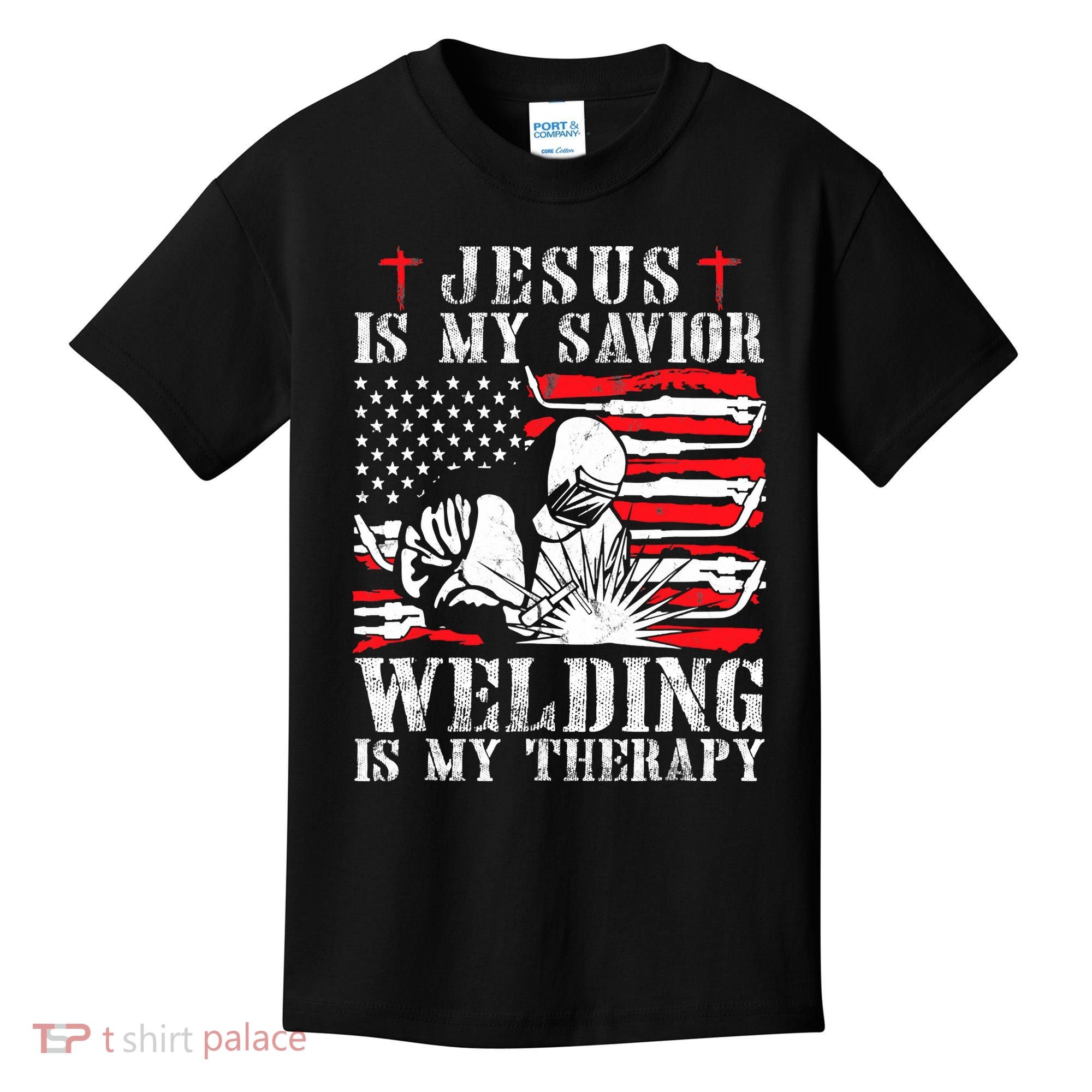 Jesus Is My Savior Welding Christian Weld American Flag Kids T-Shirt