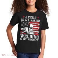 Jesus Is My Savior Welding Christian Weld American Flag Kids T-Shirt thumb 2